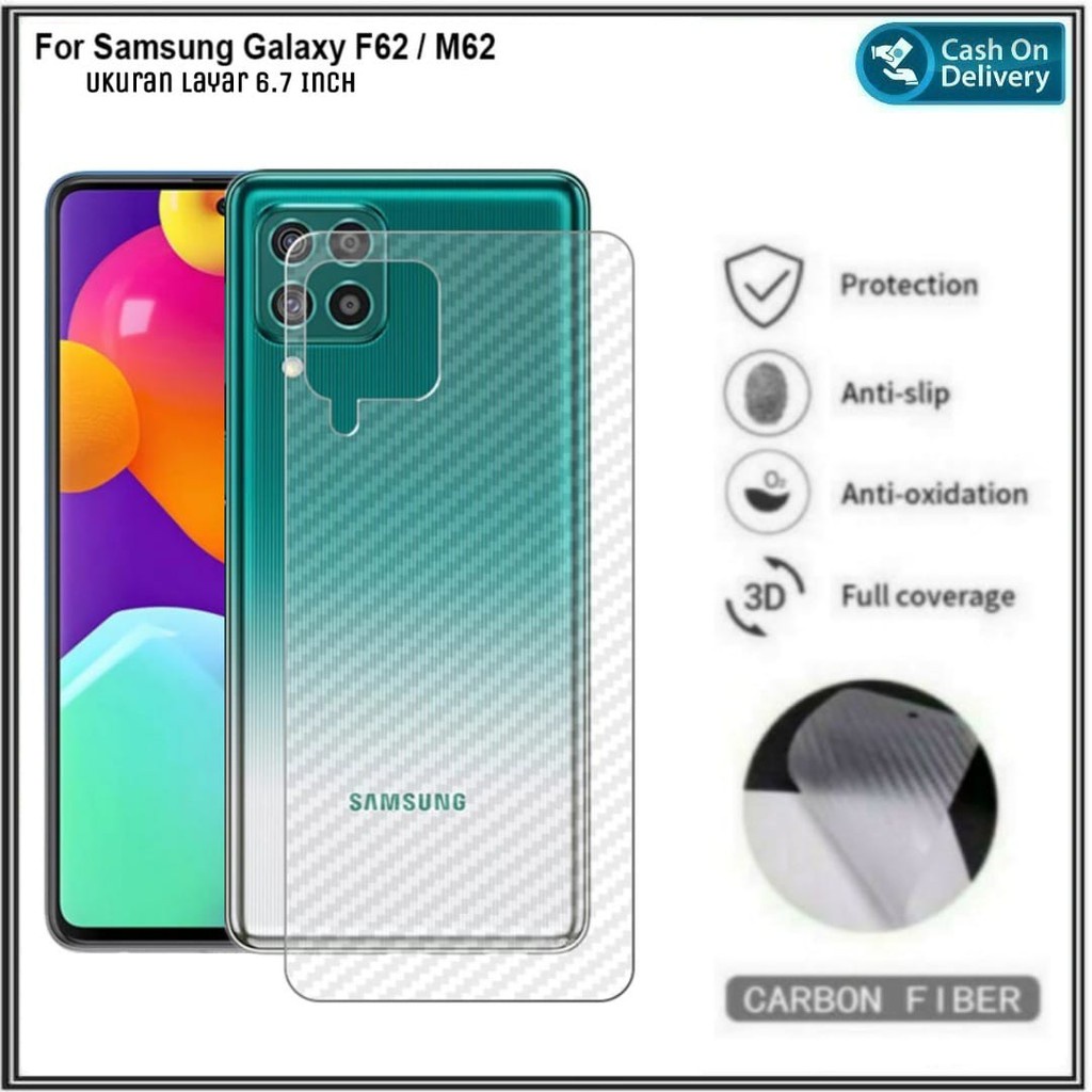 GARSKIN Sticker Carbon Samsung A32 4G / A52 4G / A52 5G / A72 4G / A72 5G / F62 / M62 / M33 5G Skin Carbon Transparan Fiber Protection Back Sticke