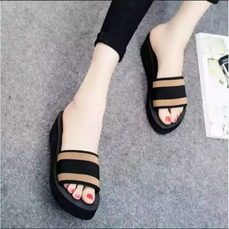 wedges kokop wanita sandal cewek murah sandal spon wanita