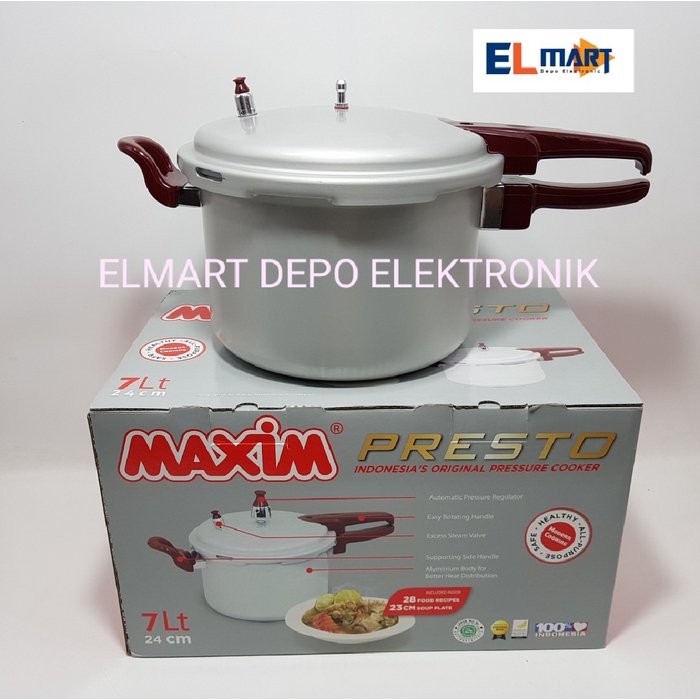 Maxim Panci Presto 7lt - 7 Liter Pressure Cooker Pelunak Daging Ikan