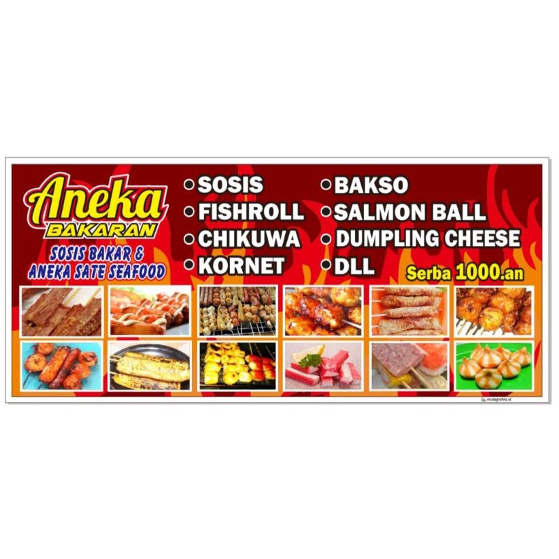 Spanduk Aneka Bakaran/sosis bakar & seafood Bakar  150x75