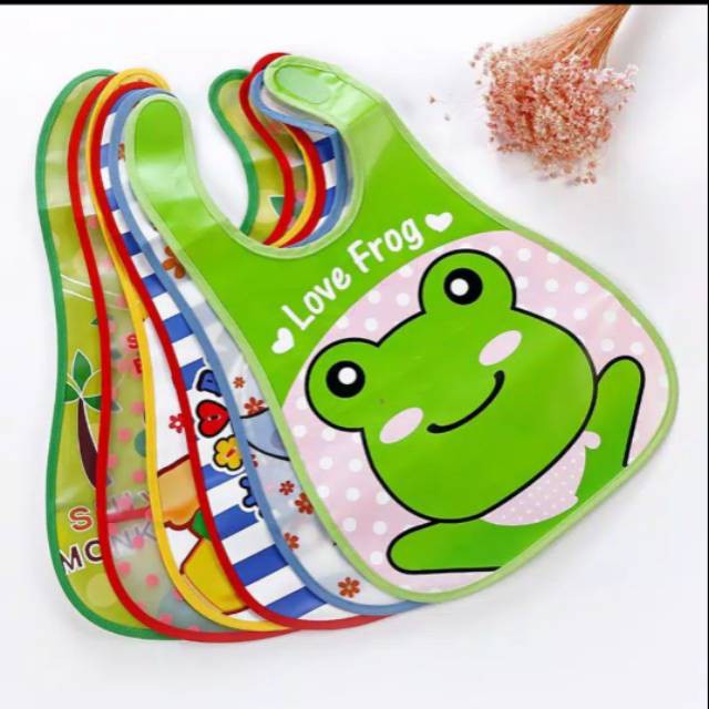 ~ PIYOSHI08 ~ Slabber Plastik Anti Air Celemek Makan Bayi Waterproof Motif Karakter Lucu Murah AF42