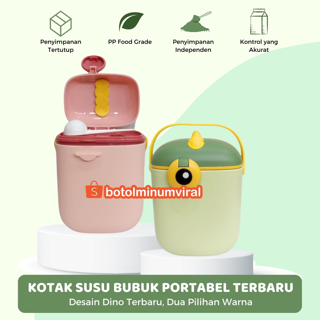 Kotak Tempat Susu Bubuk Bayi Anak 800 ml Besar Dino Snack Container PREMIUM