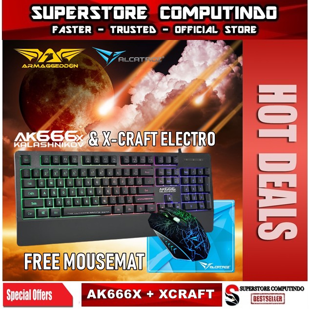 Armaggeddon AK666-AK666X Membran Gaming Keyboard Combo Alcatroz Xcraft