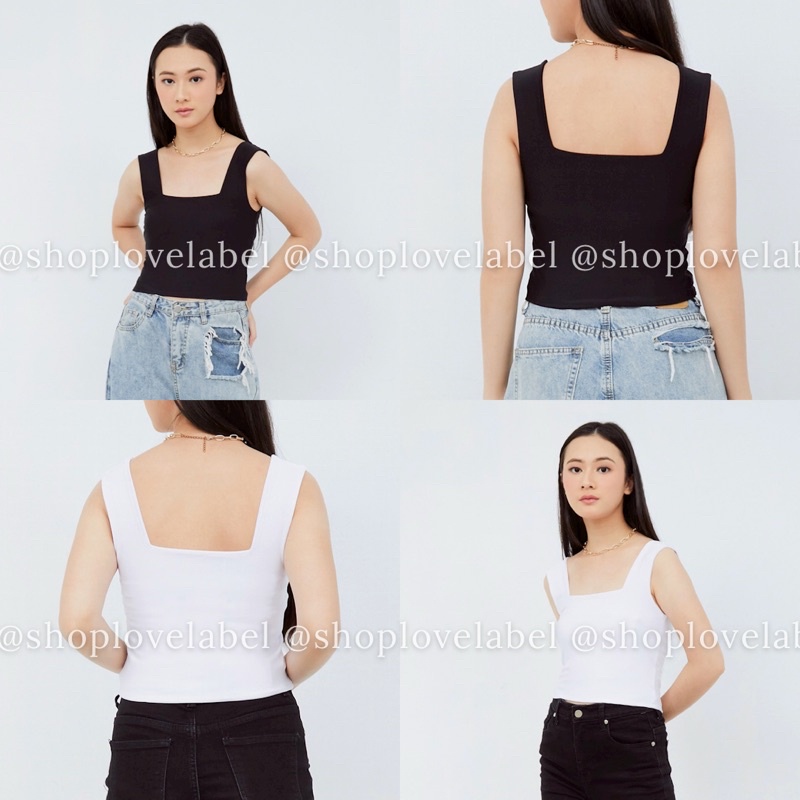 Cessa Tanktop Square Kotak Wanita Jersey Tebal Atasan Kamisol-7
