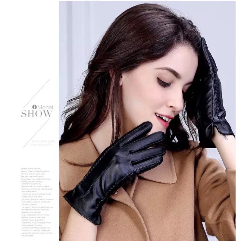 Sarung tangan kulit wanita leather gloves women winter musim dingin hangat touchscreen import