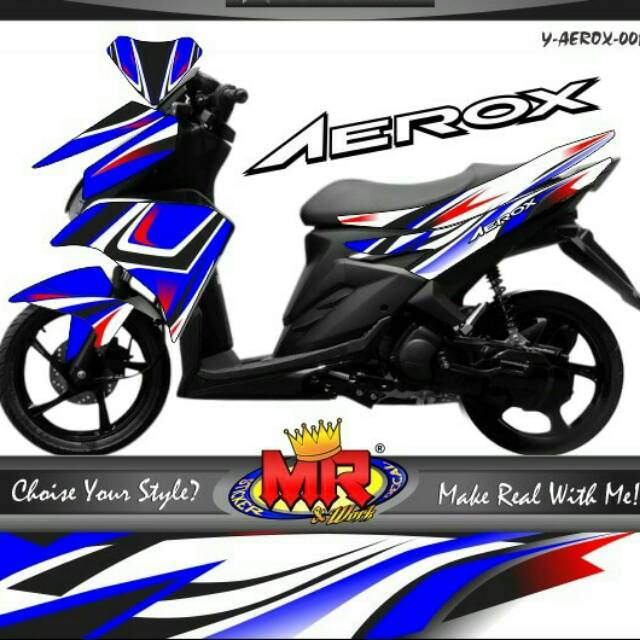 Decal Dekal Aerox 125 biru putih Stiker Sticker Aerox125 semi full 01 spec A