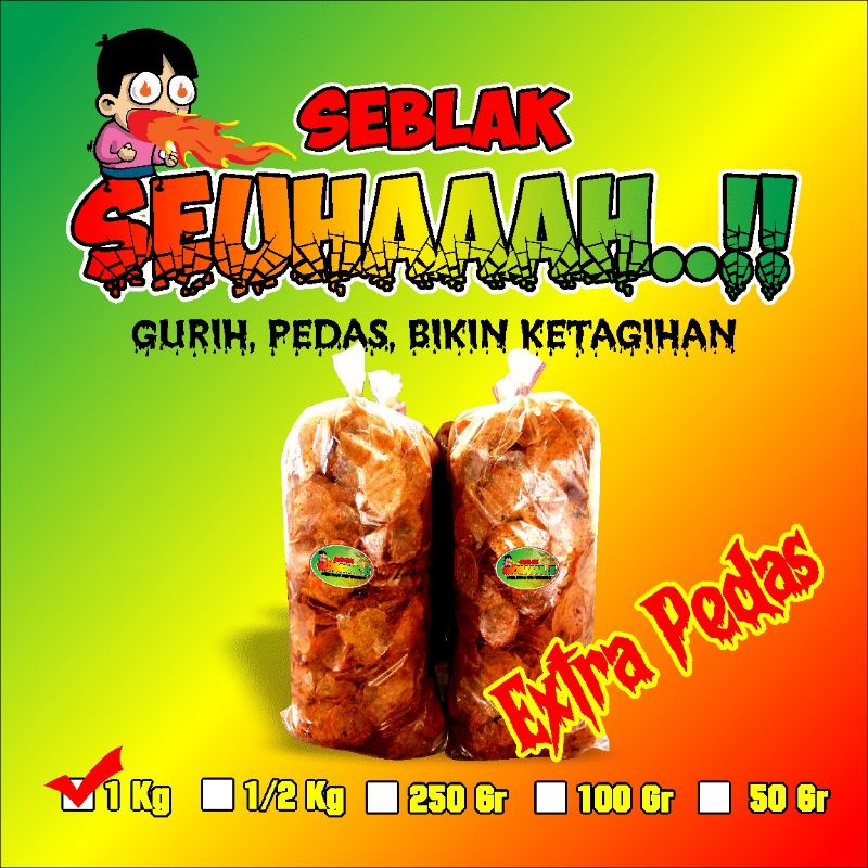 

keripik kaca x-tra pedas 1kg/keripik seblak/kripca/keripik kaca x-tra pedas daun jeruk