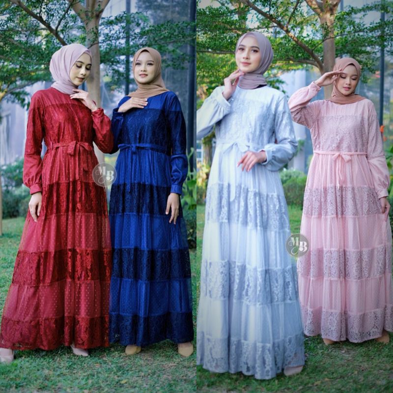 Nadira Nadhira Dress Gamis Muslim Brokat mix Tile
