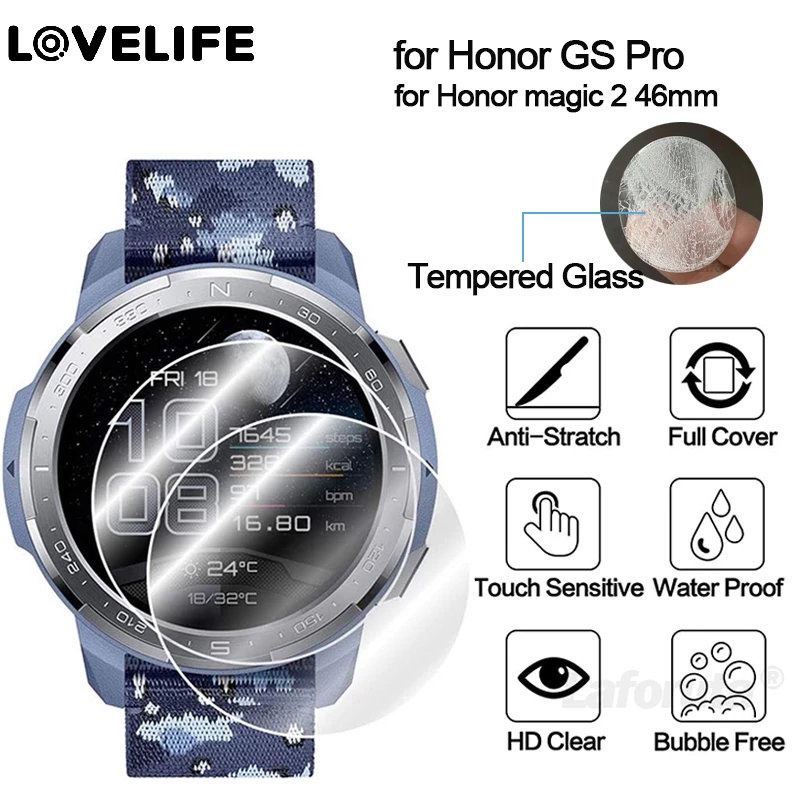 1pc Pelindung Layar Tempered Glass 9H HD Anti Air / Gores Untuk Huawei Honor Watch GS Pro