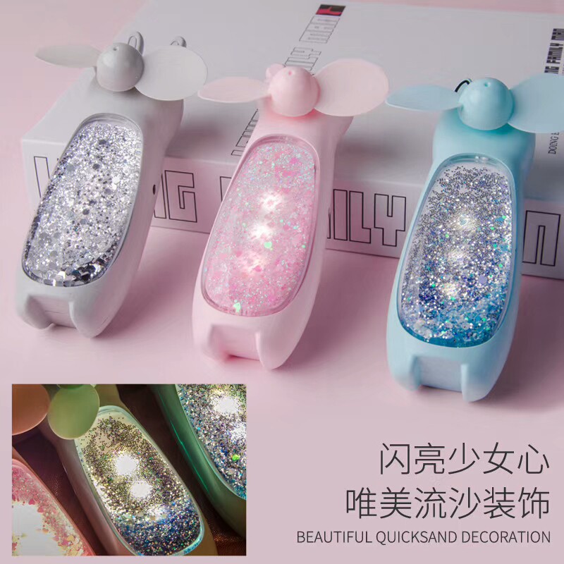 Fan mini LED KT Kipas angin Portable led glitter air Kipas ngin tangan