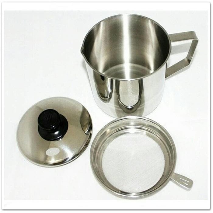 Tempat saringan Minyak Jelantah TEBAL / Oilpot Stainless 12CM