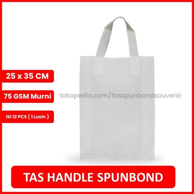 JUAL MURAH Goodie Bag Spunbond Handle 25x35 Putih Satuan / Tas Spunbond Polos