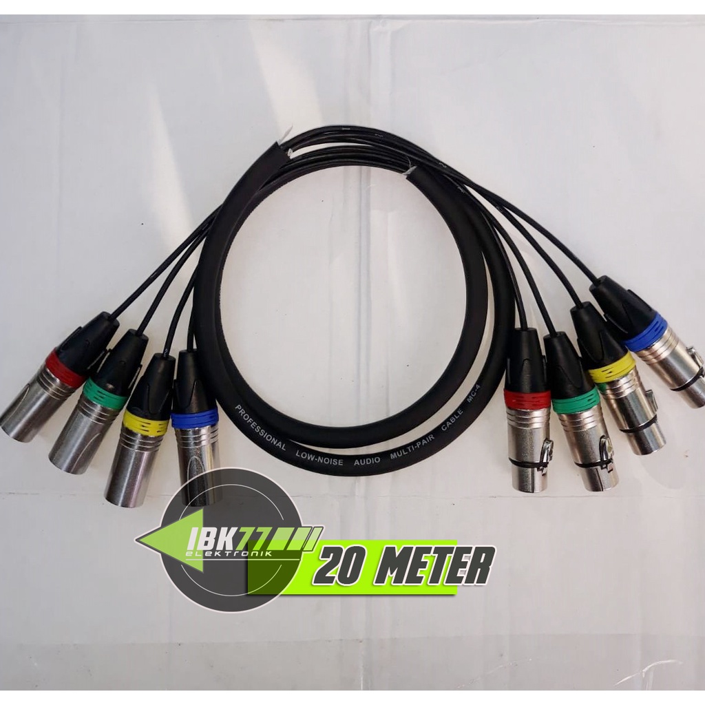 Snake Kabel 4 Channel + Konektor nya Jack Male - Female  Original.panjang 20meter