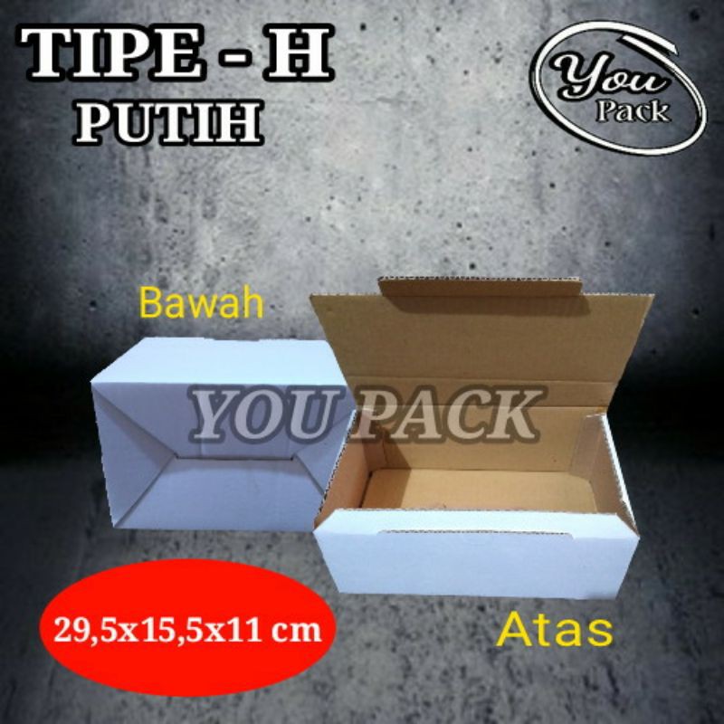 KOTAK KARDUS TIPE-H PUTIH 29,5X15,5X11 CM PUTIH POLOS DUS BOX PACKING