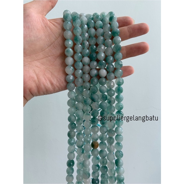 batu GIOK CINA CUTTING 10mm FACETED UKIR bahan gelang kalung green bahan kalung gelang anting strap mask kerajinan tangan craft citayam fashion week etink vintage elegan bali manik crystal perhiasan