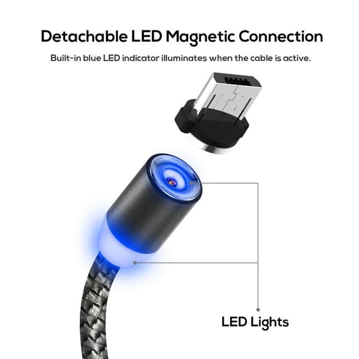 Kabel Data USB Magnet Charger Android IOS 2.4A Fast Charging 3in1 1M