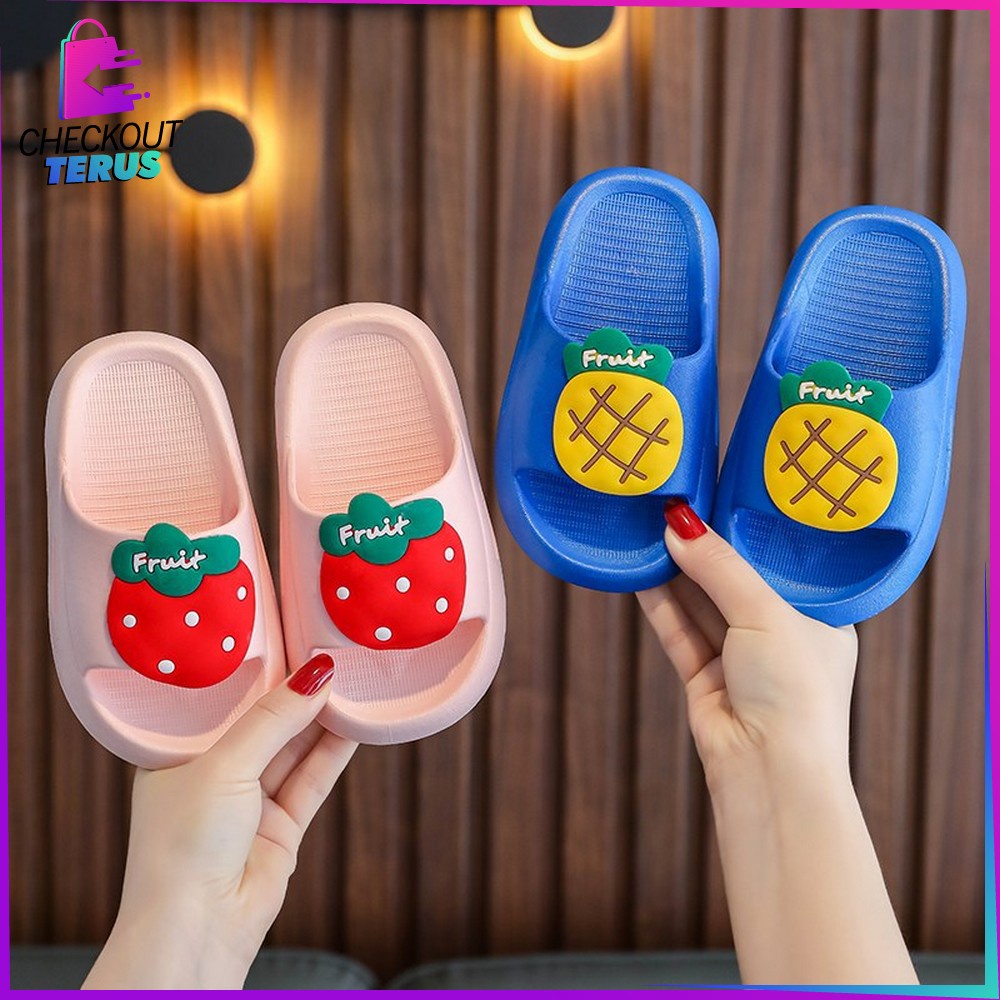 CT S43 Sandal Anak Slip On Motif Buah Selop Karakter Lucu Sendal Anak Perempuan Laki Laki Slippers Kids Cute Baby Import