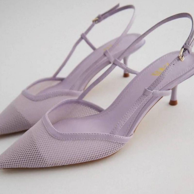SEPATU ZARA SLINGBACK MID HEELS 9010 LILAC