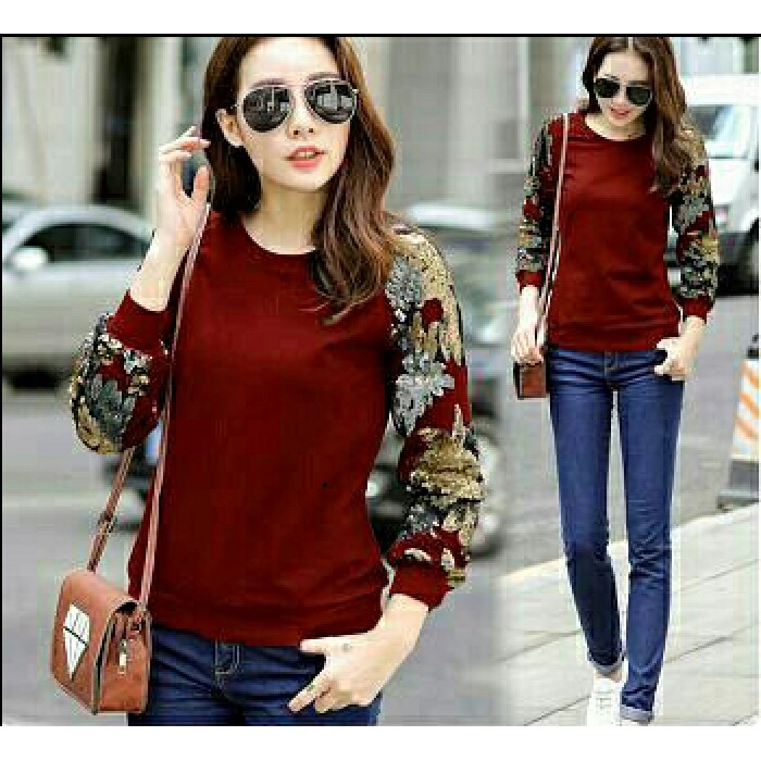 [Flower hand RO] Blouse Wanita Baby Terry Varian Warna