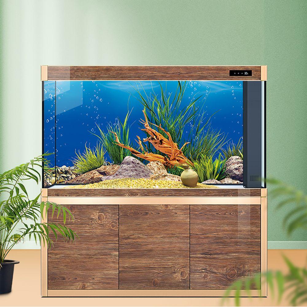 Rebuy Aquarium Decor 1pcs Menebal Untuk Tangki Ikan Duble Sisi Anti Luntur Stiker Pemandangan