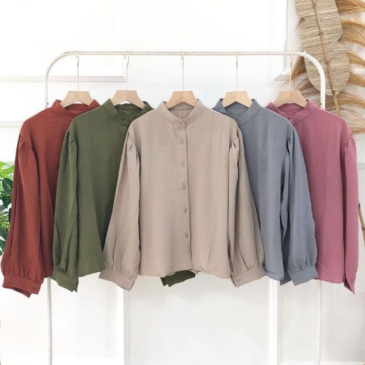 Aisa Shirt Katun Crinkle Basic Oversized Shirt Atasam Muslim Fashion Wanita Termurah &amp; Terlaris