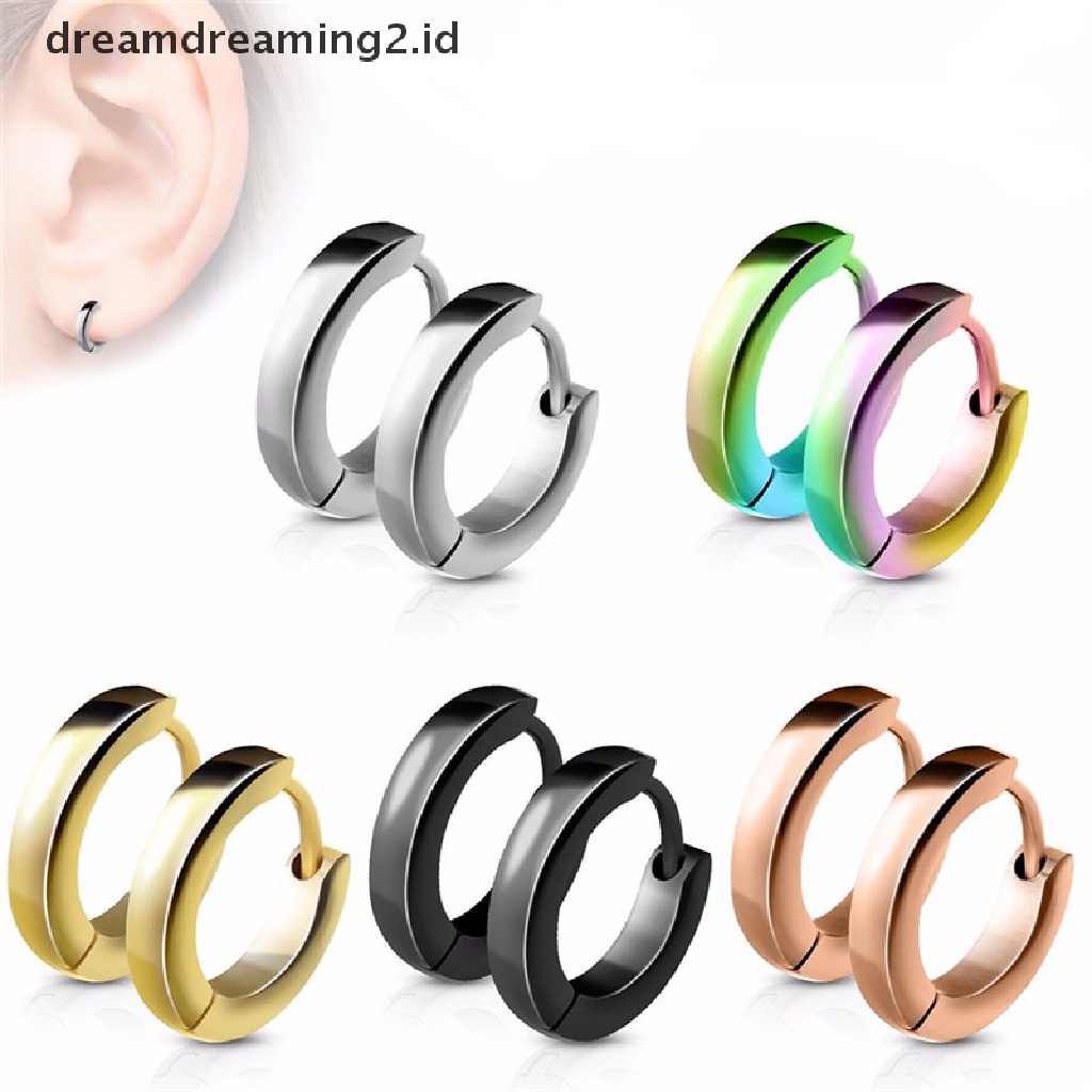 Anting Bulat Bahan Stainless Steel Gaya Punk Untuk Wanita