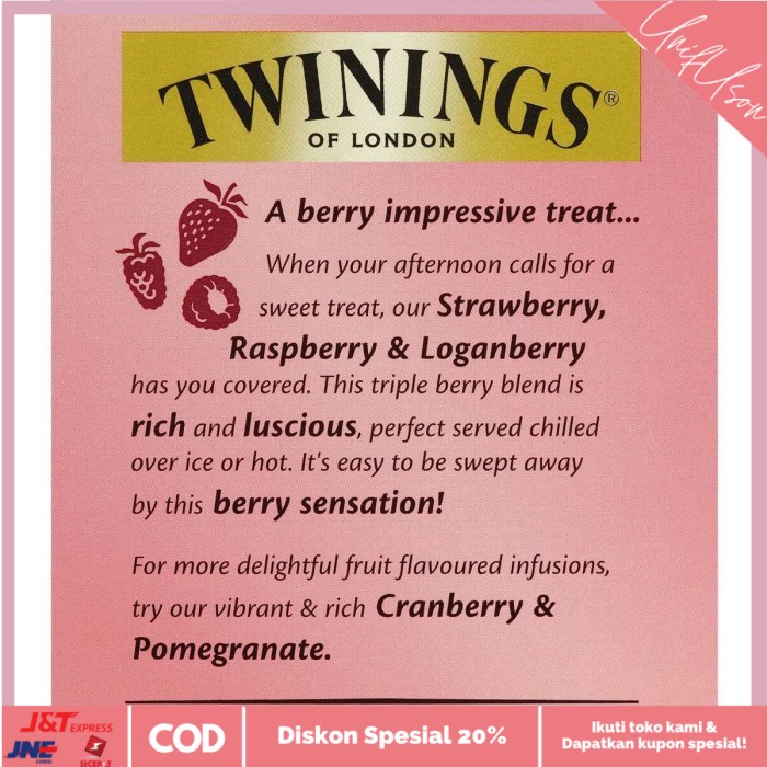 

⭐COD⭐ Twinings Raspberry Strawberry & Loganberry Tea Bags 10 pack Australia