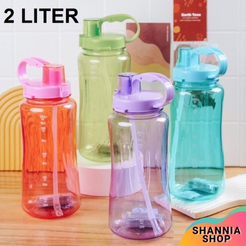 B019-2 Botol Minum LIFE 2 Liter - Straw Water Bottle 2000 ML