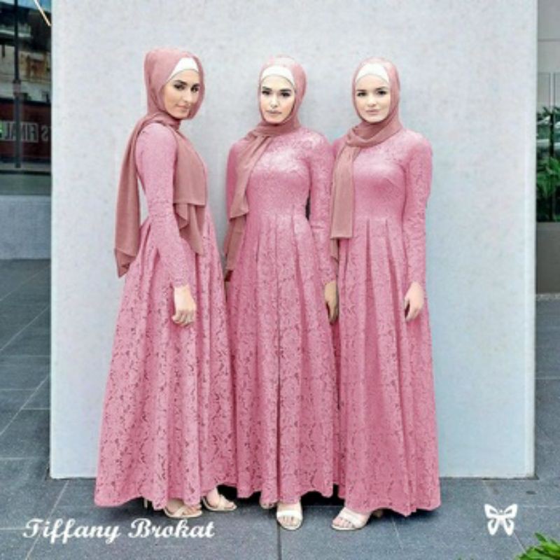 ELONAFASHION /Tiffani Brokat/MAXI GAMIS WANITA/BAHAN PREMIUM IMPORT QUALITY/BAJU MUSLIMAH/BESTSELLER