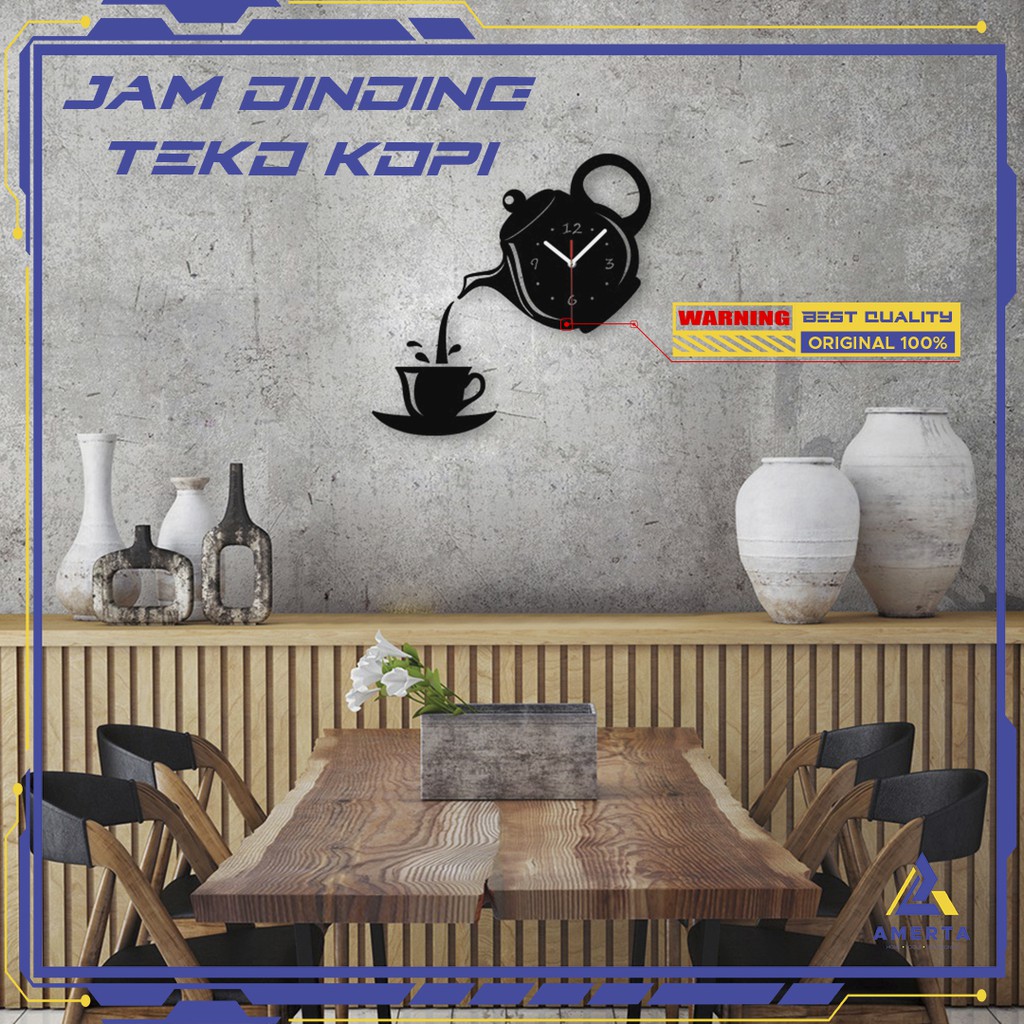 Jam Dinding Design Model Teko Kopi Unik