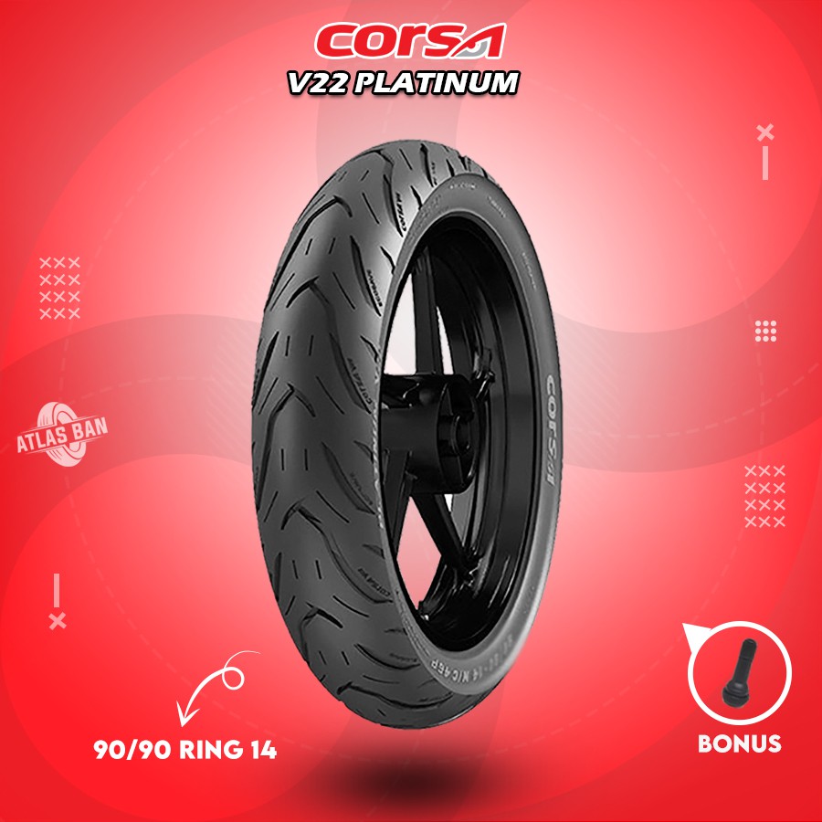 Ban Belakang Tubles Motor Matic HONDA BEAT, VARIO CORSA V22 PLATINUM 90/90 Ring 14 Tubles