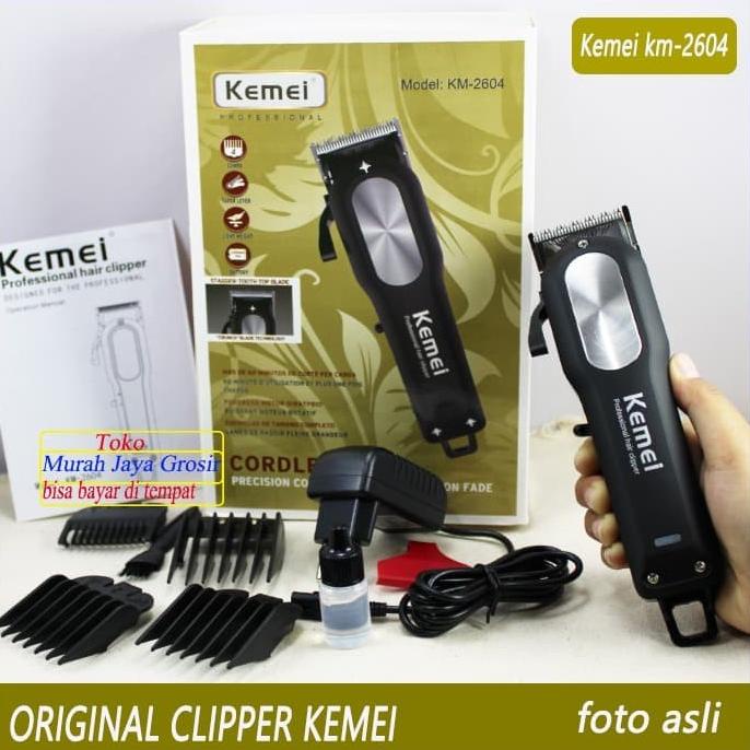 Alat cukur rambut Kemei Km 2604 Clipper Mesin Alat Potong Rambut Cas