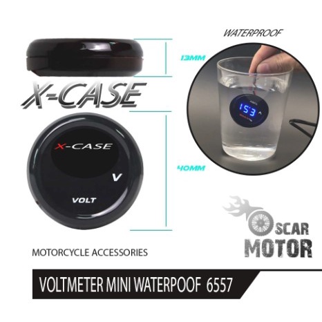 Voltmeter Mini Bulat 6577 Pengukur Aki Listrik Digital Waterpoof Xcase Motor Universal