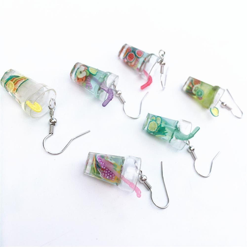 R-flower Bubble Tea Earrings Hadiah Resin Fashion Drop Menjuntai Kait