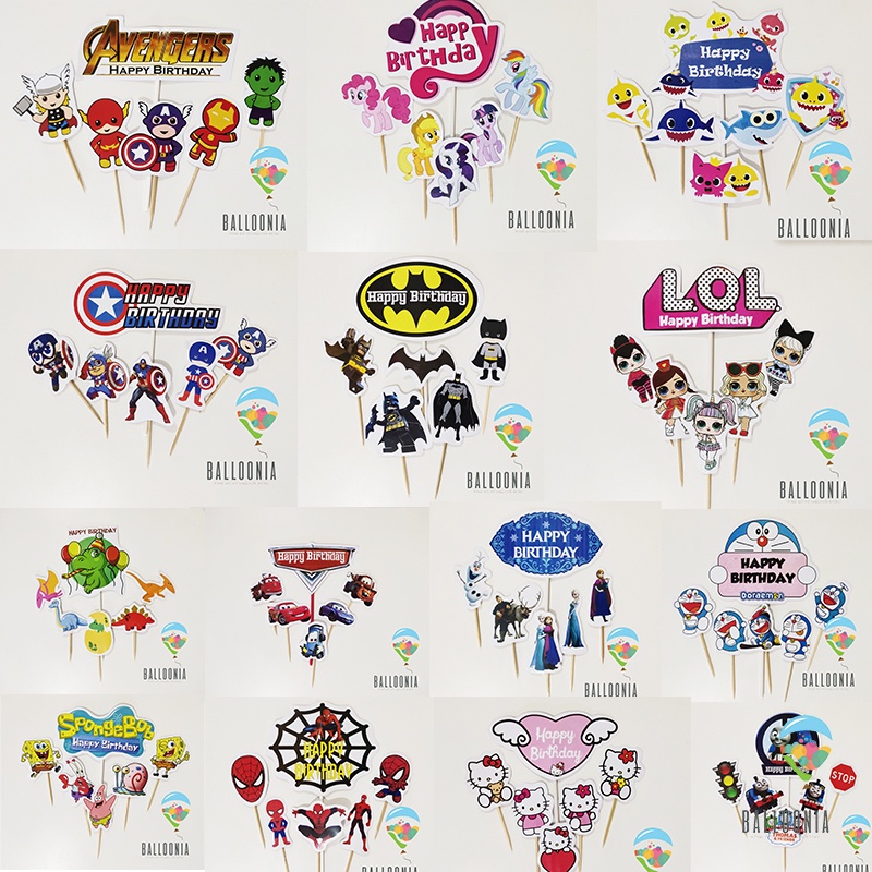 

Cake Topper Kertas Karakter/Cup Cake Topper/Tusukan Kue/Hiasan Kue Karakter