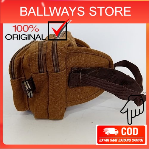 POLO WISDOM CANVAS Mini Waist Bag Tas Selempang Slempang Salempang Pinggang Jualan Pria Cowok Cowo R