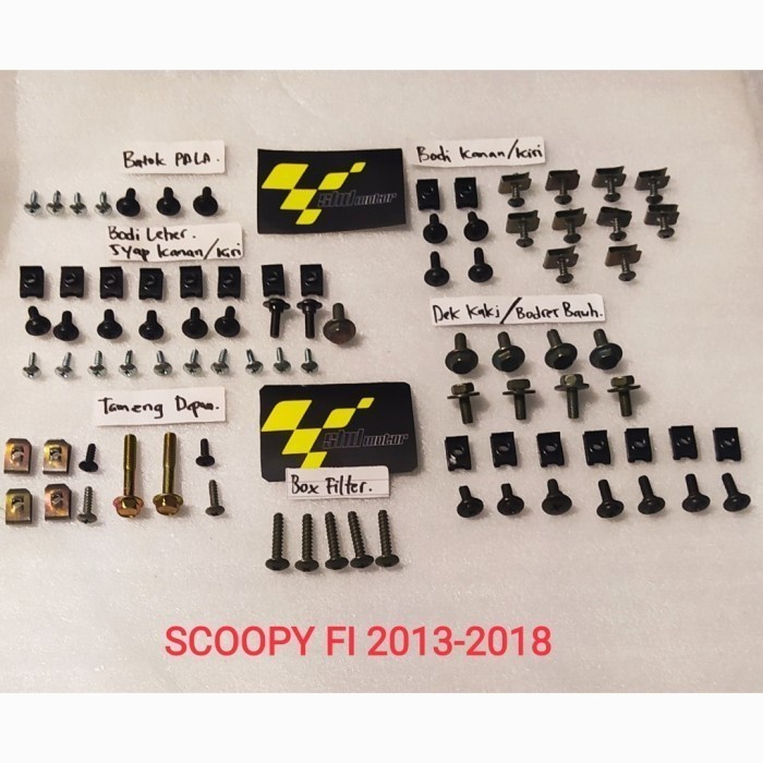 Baut fullset cover bodi body honda scoopy fi / baut lengkap bodi scoopy fi tahun 2012-2018