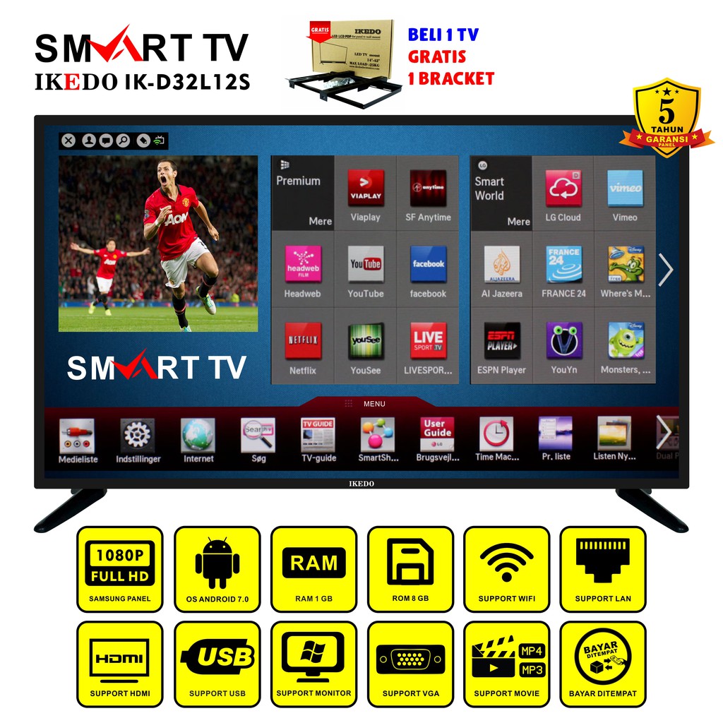 TV LED IKEDO ANDROID TV IK-D32L12S FULL HD DISPLAY MURAH TERBARU