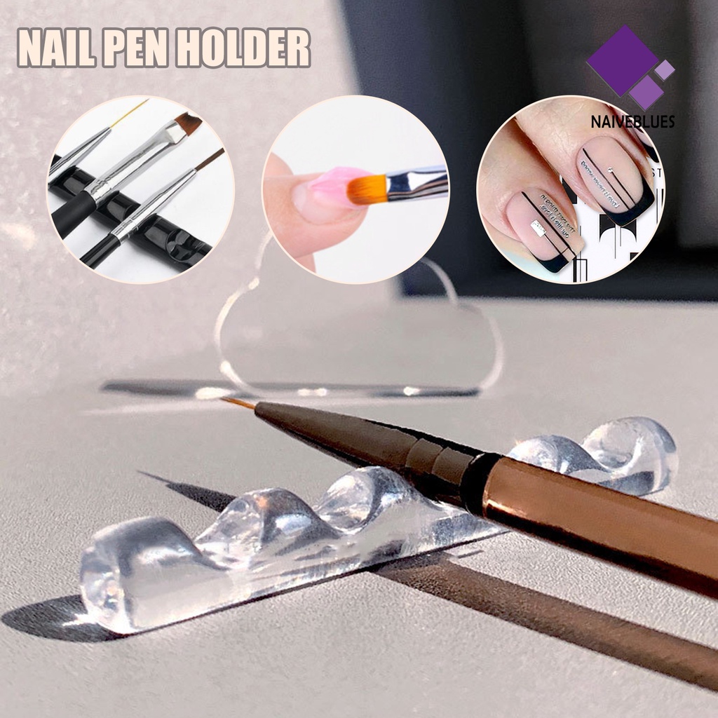 Naiveblue &gt; Rak Holder Pen Nail Art / Manicure 5 Slot Reusable Ringan Permukaan Halus Untuk Wanita