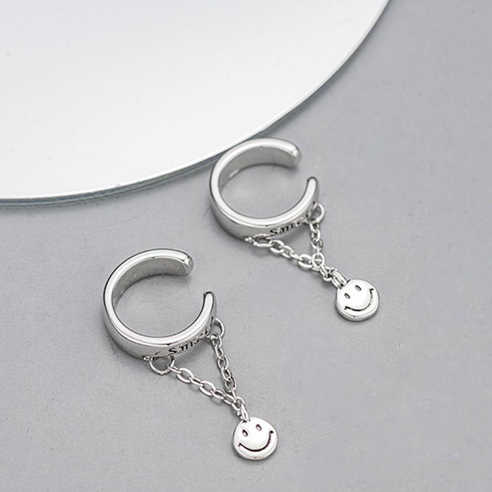 Mxbeauty Wanita Anting Street Wear Retro Smiley Face Pesta Desain Fashion Temperamen Telinga Klip