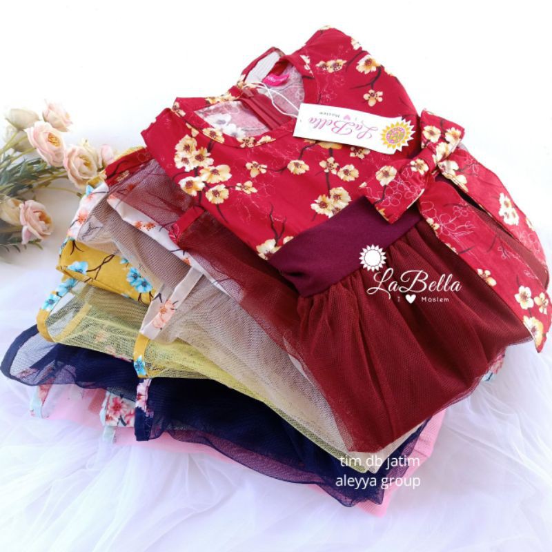 GAMIS ANAK ATAU BAYI 2 - 3 TAHUN MERAH MAROON CANTIK MANIS ADEEVA LABELLA DRESS PESTA TUTU KATUN JEP