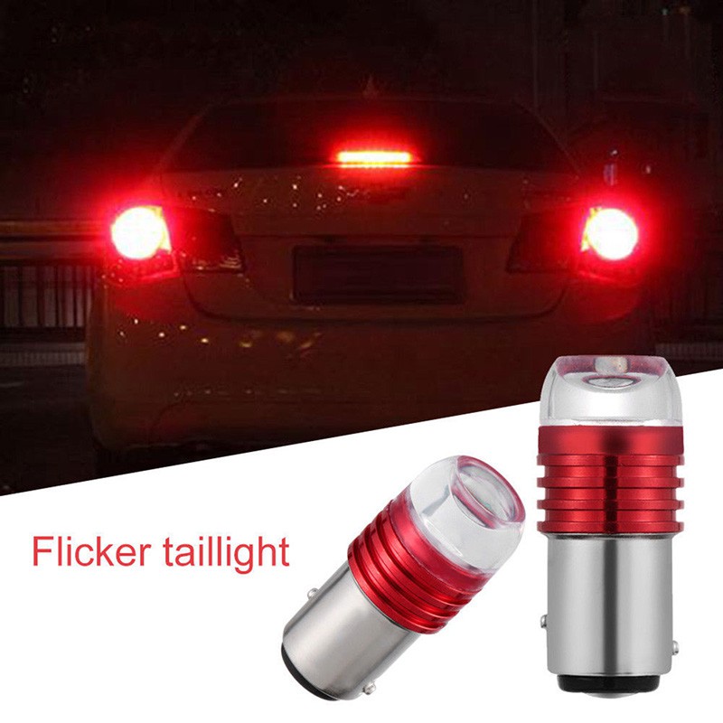 Skid 2pcs Lampu Strobo Led 1157 BAY15D P21 / 5W Warna Merah