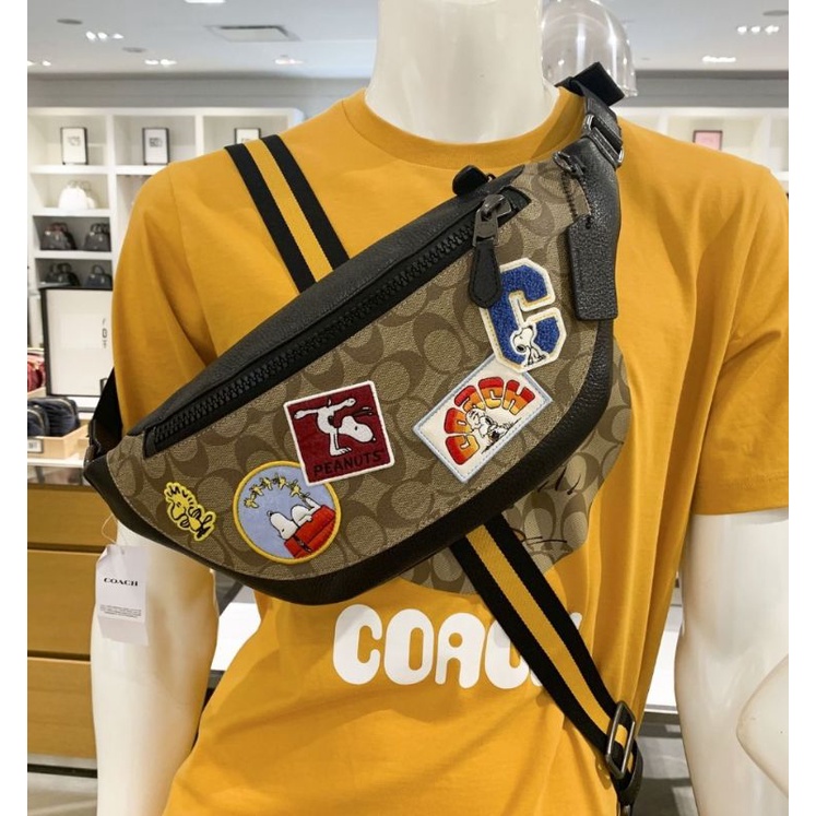 Coach X Peanuts Warren Belt Bag In Signature Canvas With Varsity Patches (C4028)