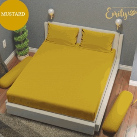 Sprei Homemade EMBOS MUSTARD &quot;PREMIUM&quot; katun ukuran 90 100 120 140 160 180x200 &amp; 200