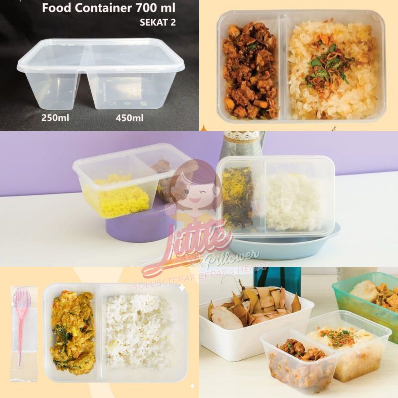 (ISI 25pcs - SUAPI) Thinwall Sekat Rectangle 700ml - Lunch Box Sekat Thinwall Tebal