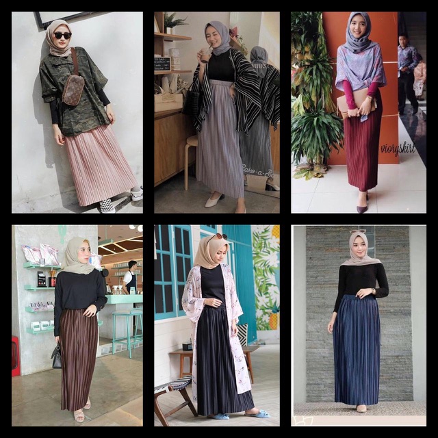 BD 357 - ROK PLISKET KECIL SEPAN CANTIK LURUS SLIM PANJANG FLARE SKIRT MAXI MUSLIM ABG POLOS MURAH