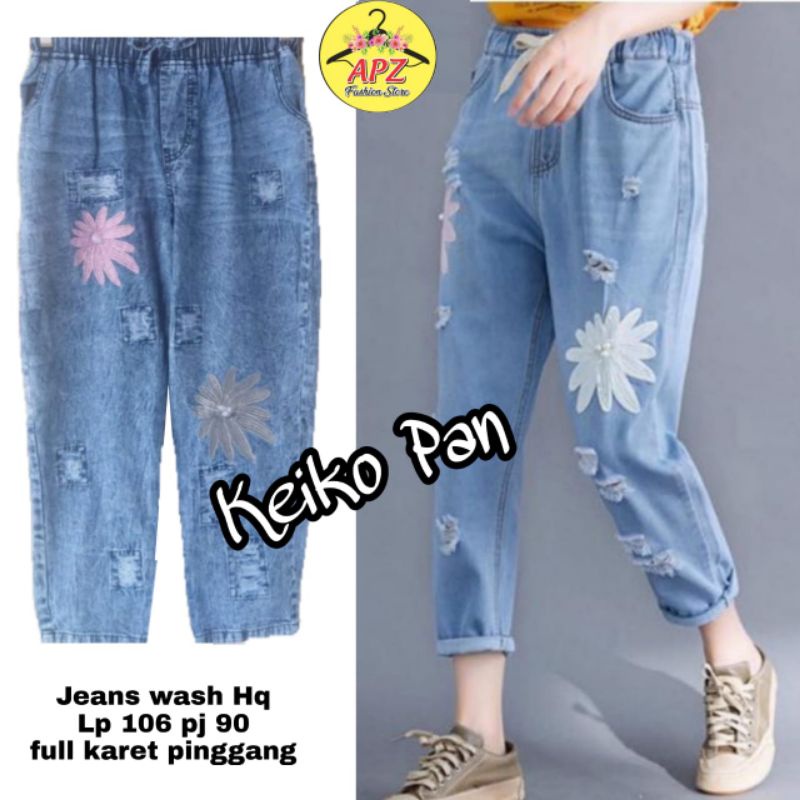 Celana Jeans Bordir Navata Lovi Pants Diamon Wajika Pita Cemapaka