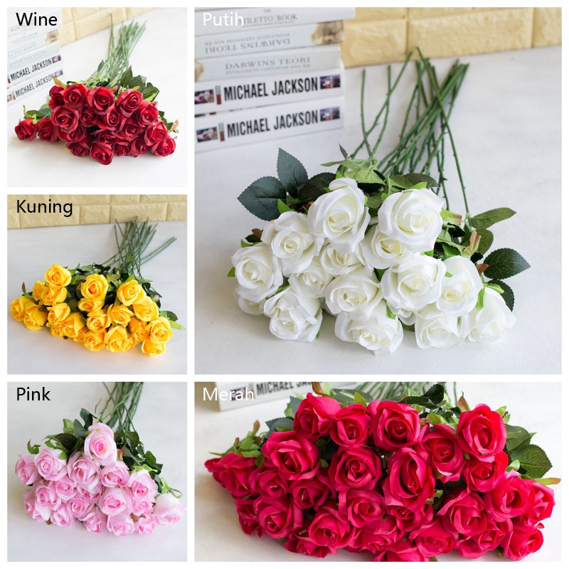 HAPPY TIME BUNGA PLASTIK ROSE WNS BUNGA MAWAR HIAS PLASTIC ARTIFICIAL BUNGA ARTIFISIAL MURAH