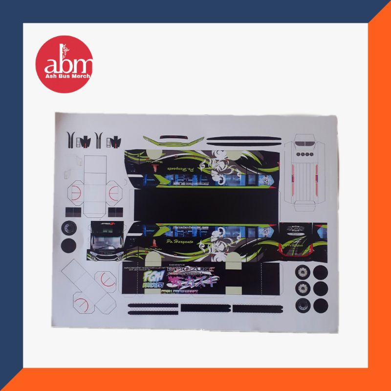 pola paper bus miniatur bus PO Haryanto voyager hijau