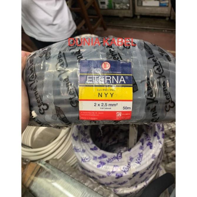 Kabel Kawat / NYY Eterna 2x2.5 2 X2,5 2 x 2,5 warna Hitam @50 meter ada stock